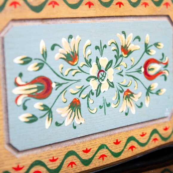 Vintage Reuge Swiss Musical Jewelry Box With Anri Hand-Painted Floral Design - Picture 11 of 11